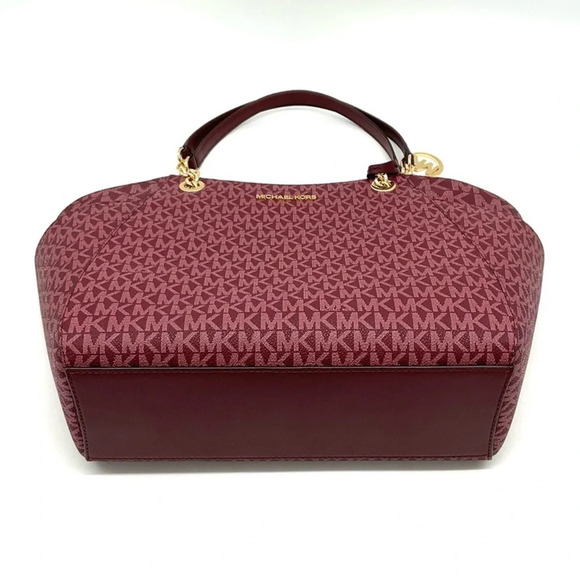 Michael Kors Large Jet Set Travel Chain Shoulder Bag Ruby Red - Picture 5 of 10